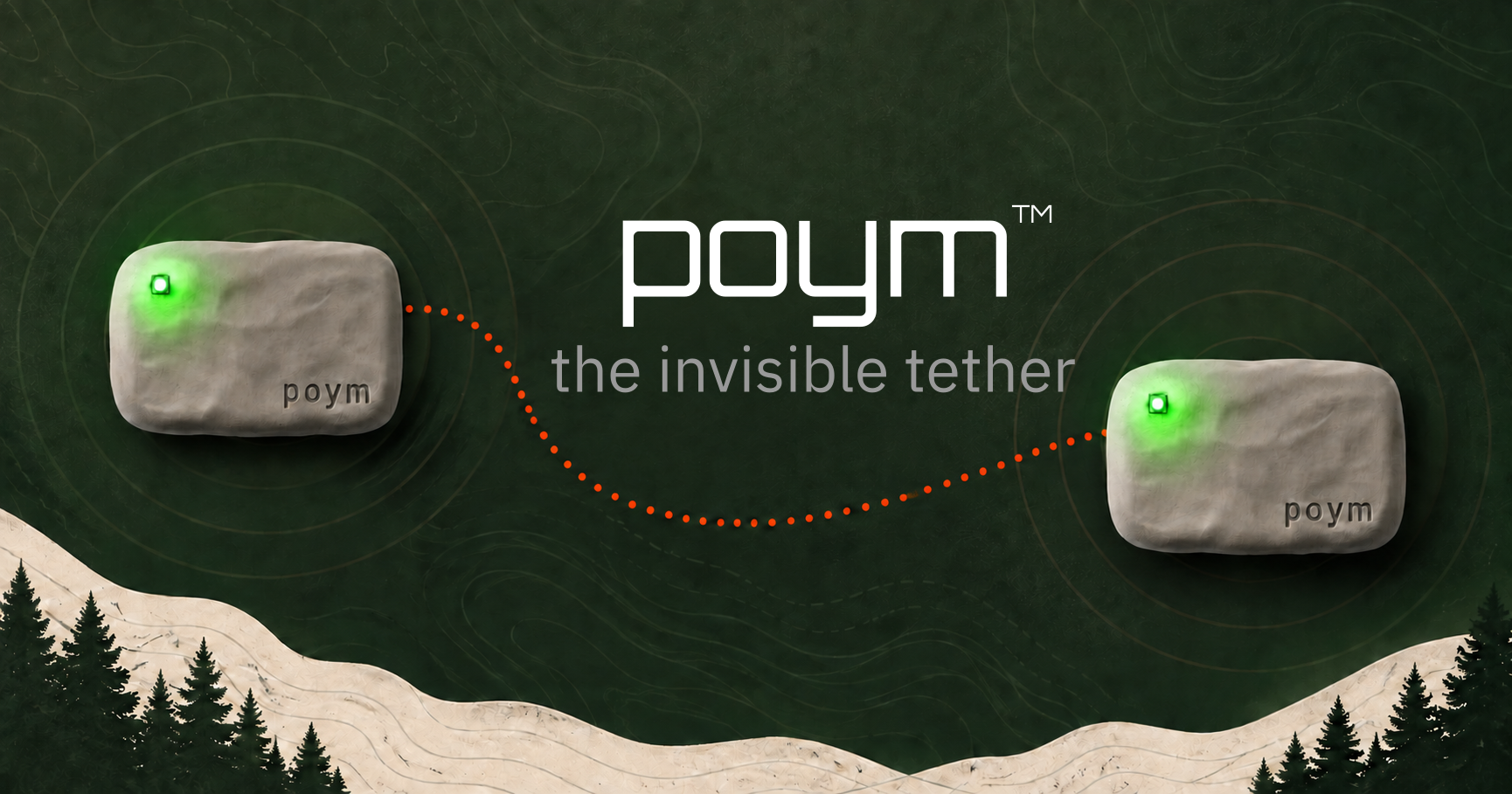 poym, the invisible tether, between two green-alert prototypes